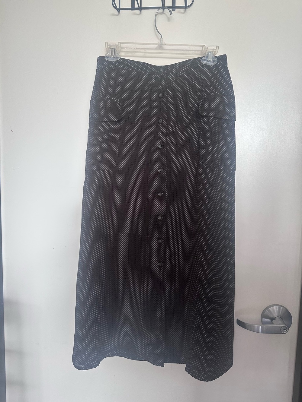 Vintage Emanuel Brown Polka Dot Button-Front Maxi Skirt